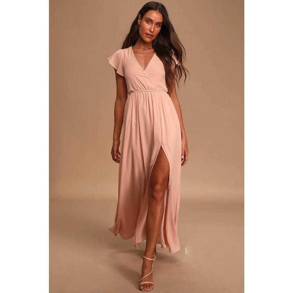 Lulus Lost in the Moment Blush Maxi Dress Size XL